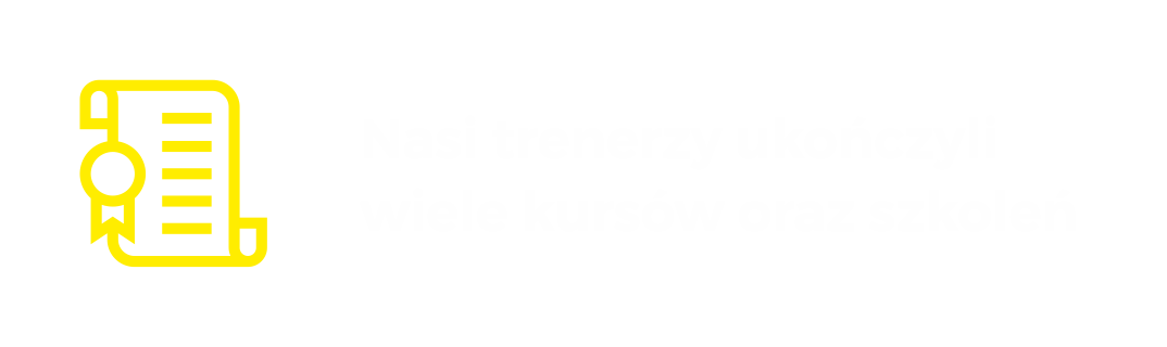 Ikona dyplomu z hasłem &bdquo;Nasi trenerzy ukończyli wiele kurs&oacute;w oraz szkoleń&rdquo;