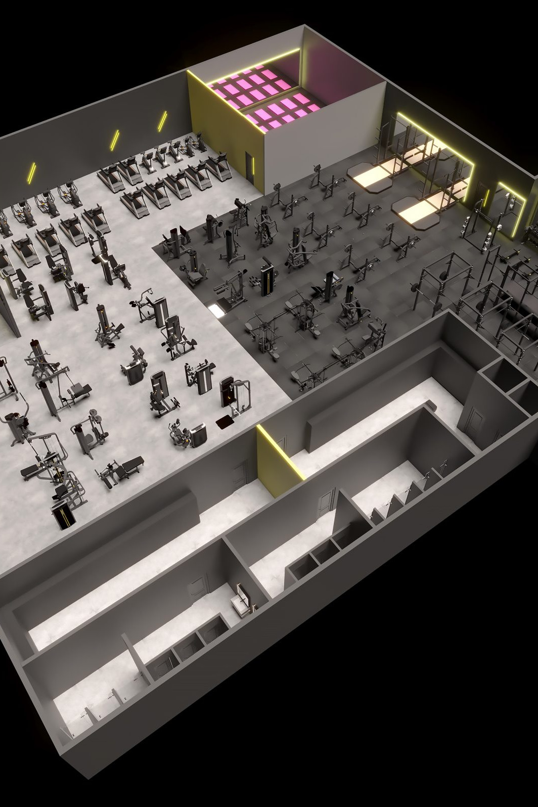 Układ klubu w wizualizacji 3D – Funfit II Bohaterów Getta 9 w Nowej Soli